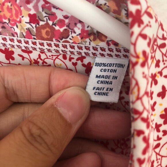 John Lennon Men Red Floral Button Short Sleeve Shirt XL/TG Cotton100% Summer - Picture 7 of 7